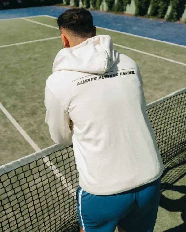 tennis-zip-hoodie-back TENNIS ZIP HOODIE CREAM - ALWAYS PUSHING HARDER