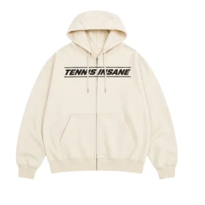 TENNIS ZIP HOODIE CREAM - ALWAYS PUSHING HARDER