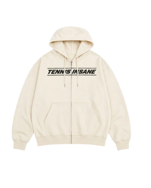 TENNIS ZIP HOODIE CREAM - ALWAYS PUSHING HARDER