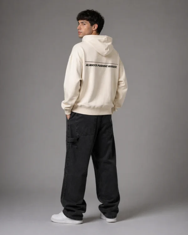 TENNIS ZIP HOODIE CREAM - ALWAYS PUSHING HARDER